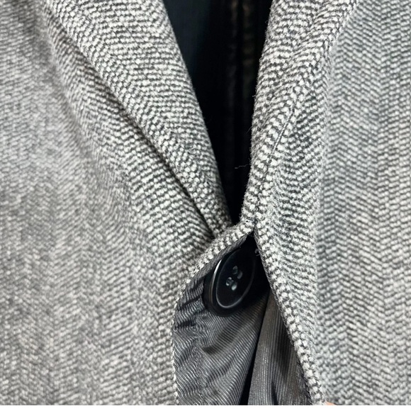 Cole Haan Men's Classic Wool Twill Topper Coat Ribbed Knit Bib Gray Black
